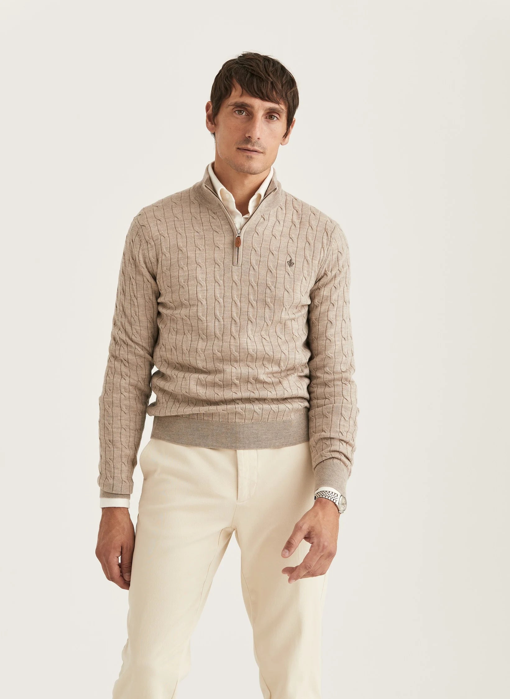 Merino Cable John Zip, Khaki