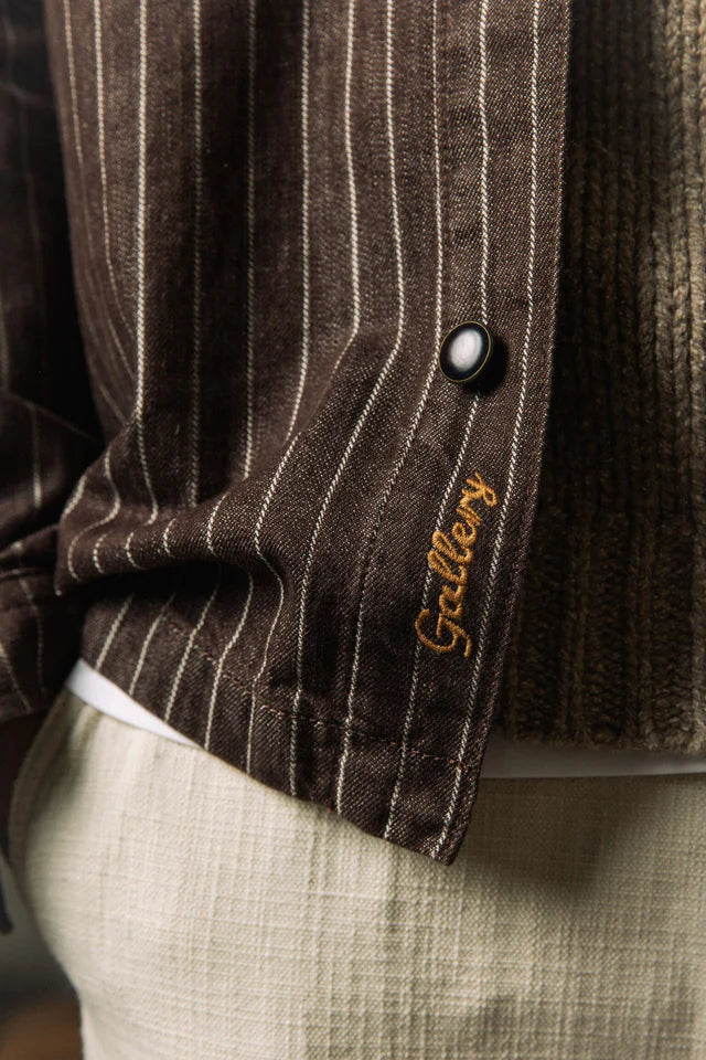 MATTEO STRIPED OVERSHIRT, CHOCOLATE BROWN