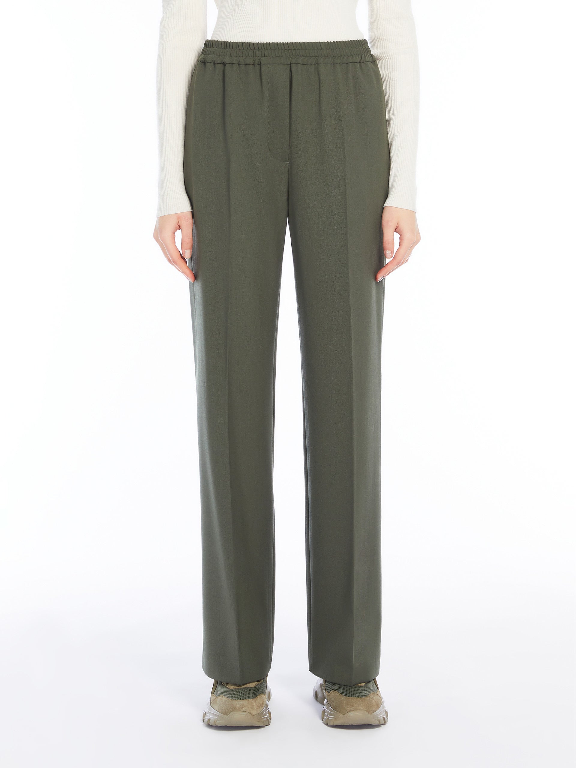Petra Wool Gabardine Trousers, Green