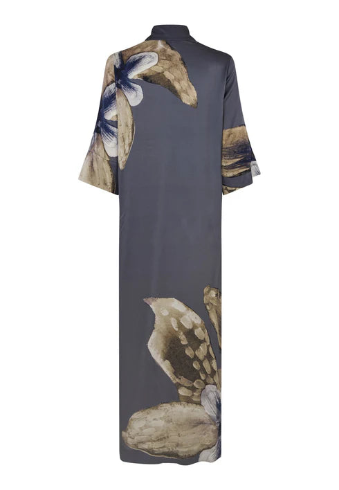 HELGA KIMONO DRESS, BELLADONNA STEEL