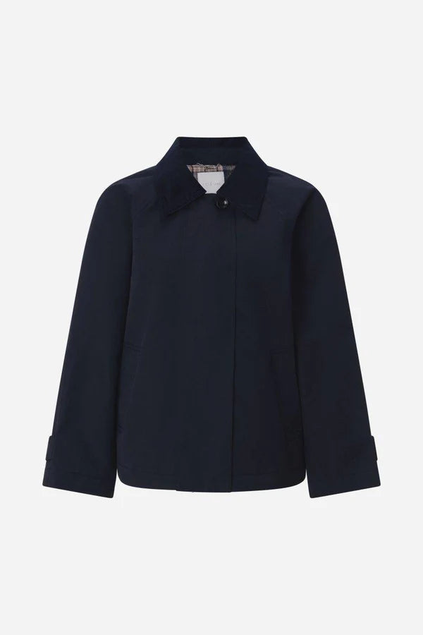 TRENCH JACKET W/CORDUROY COLLAR, MIDNIGHT BLUE