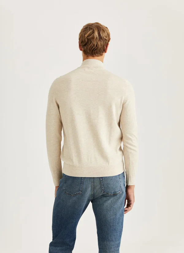RILEY HALF ZIP KNIT, KHAKI