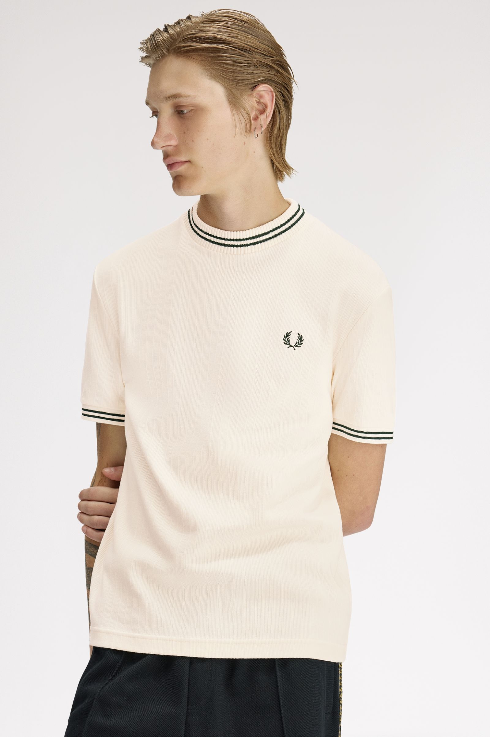 RIBBED JERSEY T-SHIRT, ECRU