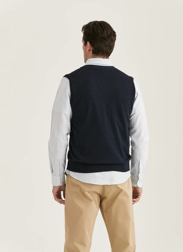 MERINO SLIPOVER VEST, NAVY