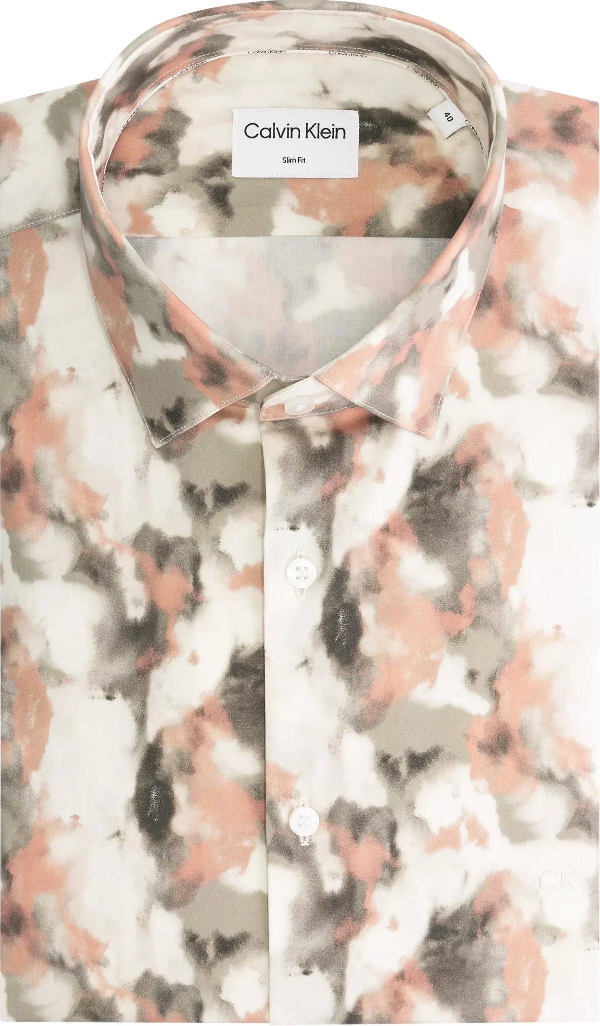 POPLIN AOP SLIM SHIRT, FEATHER GRAY