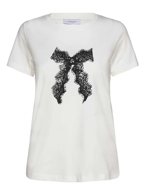 AVENUE T-SHIRT, LACE BOW PLACEMENT PRINT