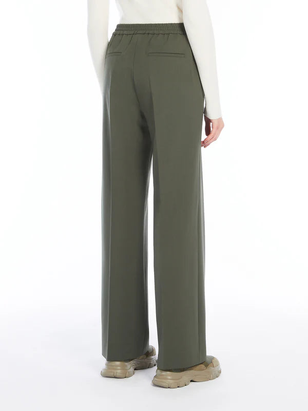 PETRA WOOL GABARDINE TROUSERS, GREEN