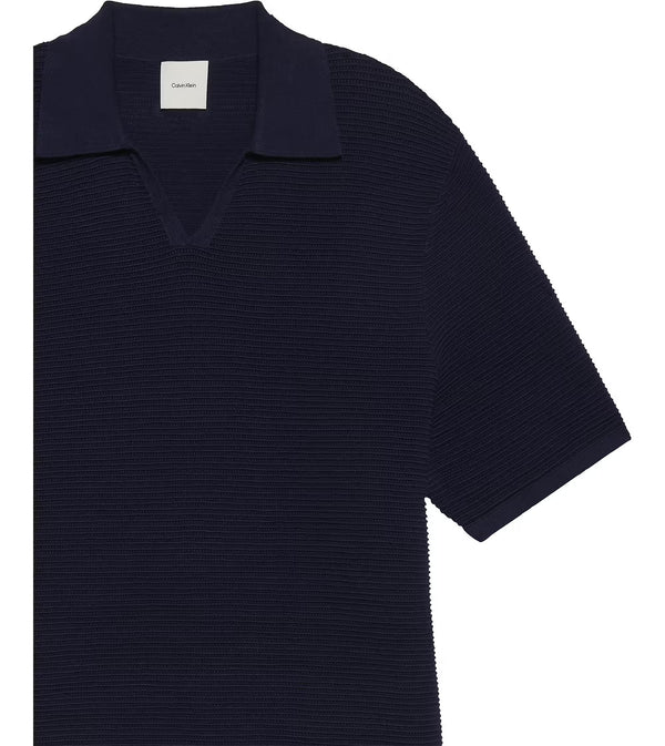 SNOWY TECH KNIT JOHNNY COLLAR, DARK SAPPHIRE