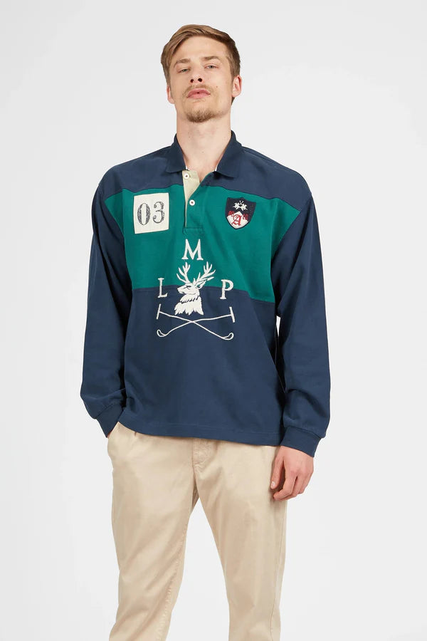 MAN POLO L/S JERSEY, NAVY