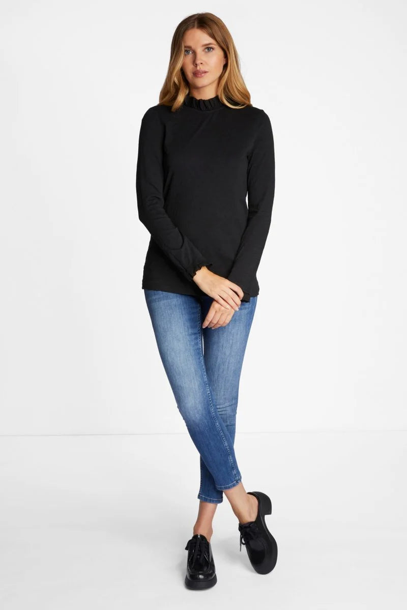 Organic Slub Frill Longsleeve, Black