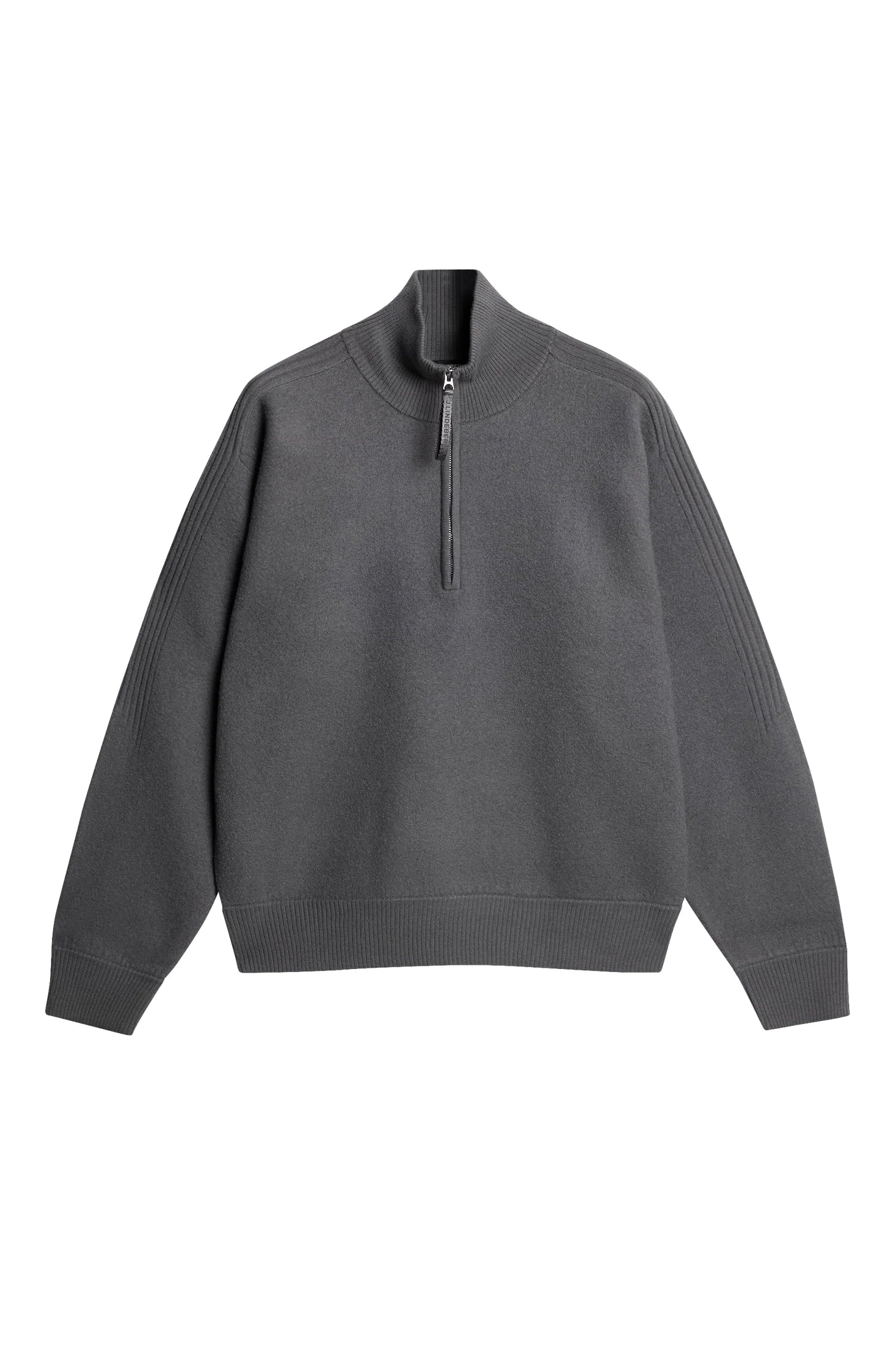Bon Boiled Wool Quarter Zip, Lava Smoke