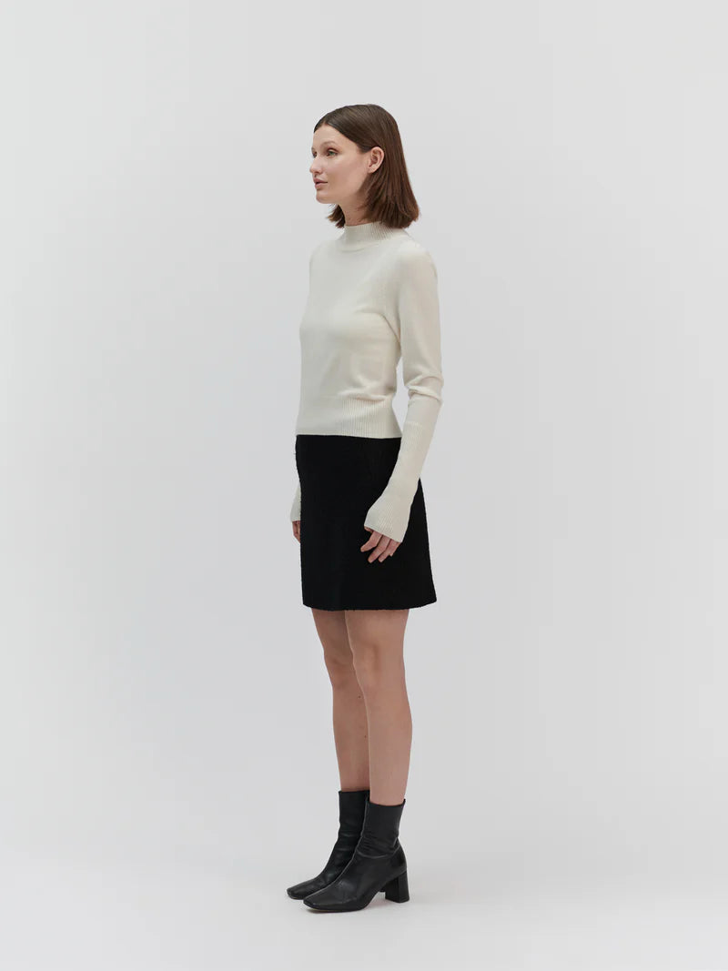 Yoko Skirt, Black Bouclé Check