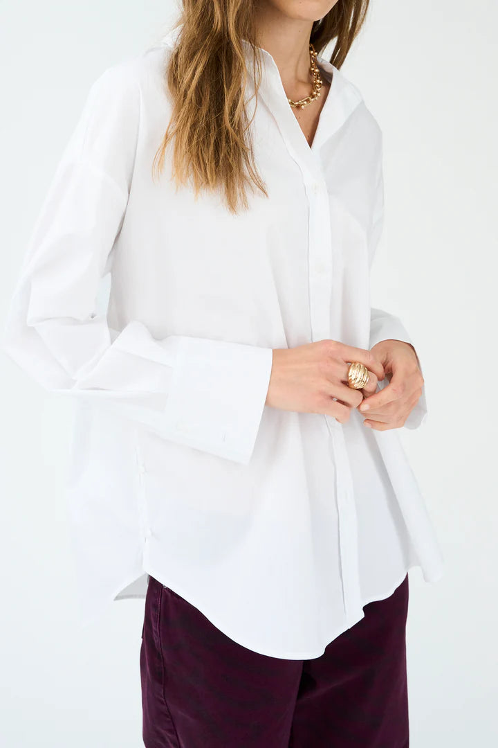 NYLA POPLIN SHIRT, OPTICAL WHITE