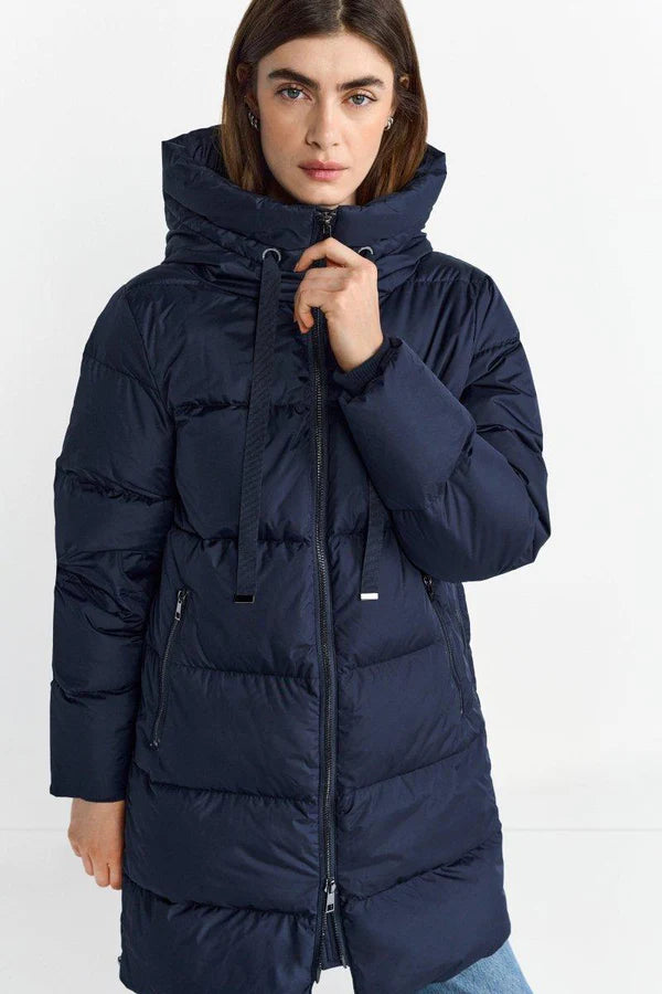 DOWN COAT WITH HOOD, MIDNIGHT BLUE