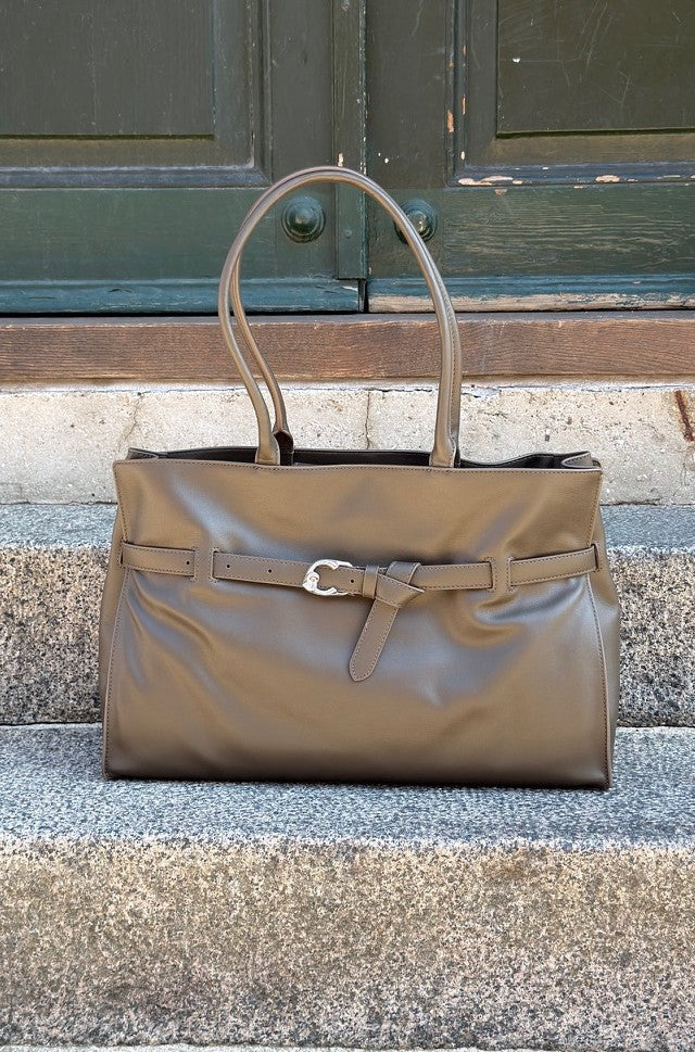 SABINE LARGE LEATHER HANDBAG, FANGO