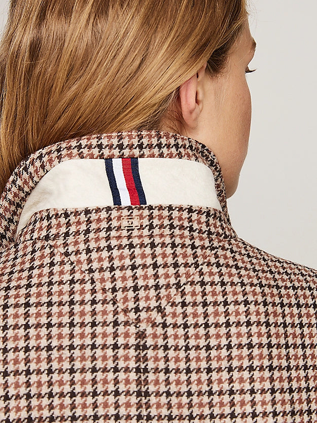 Wool Blend Classic Coat, Casual Woven Check