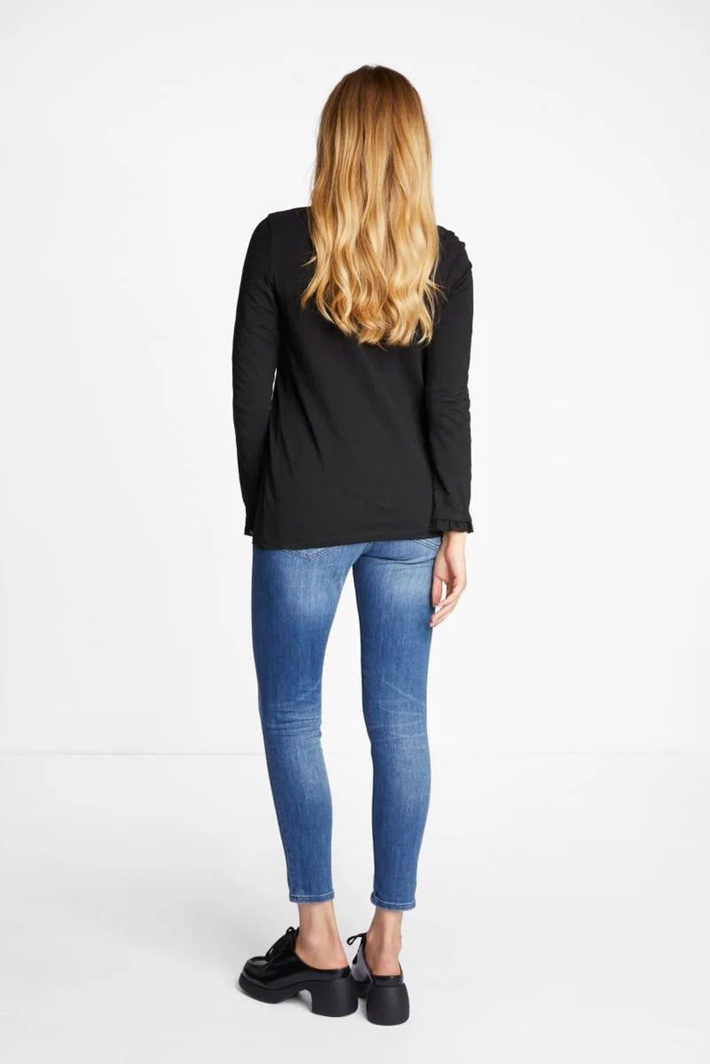 Organic Slub Frill Longsleeve, Black