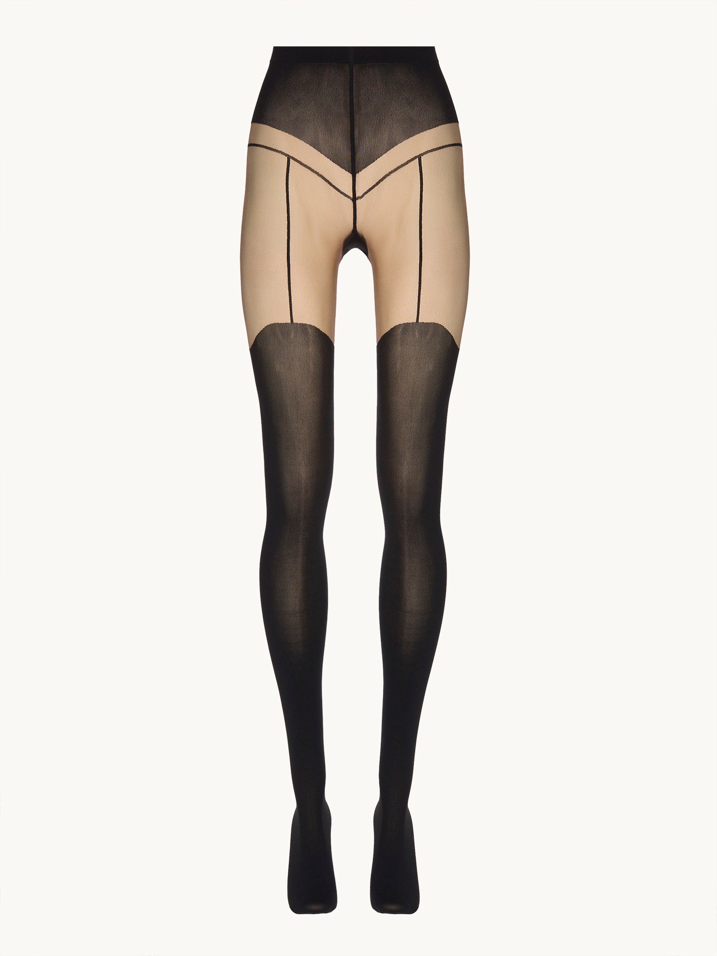 GARTER BELT TIGHTS, UMBER/BLACK