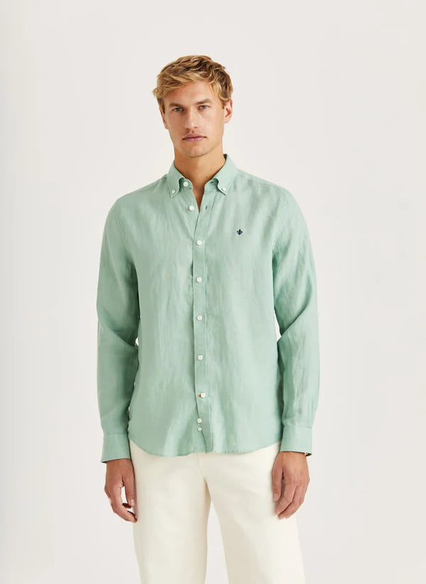 DOUGLAS LINEN SHIRT, CLASSIC FIT, GREEN