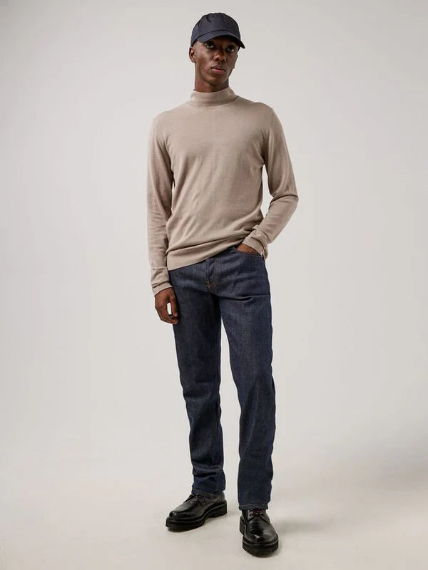NEAL SILK WOOL MIC TURTLENECK, OYSTER BROWN