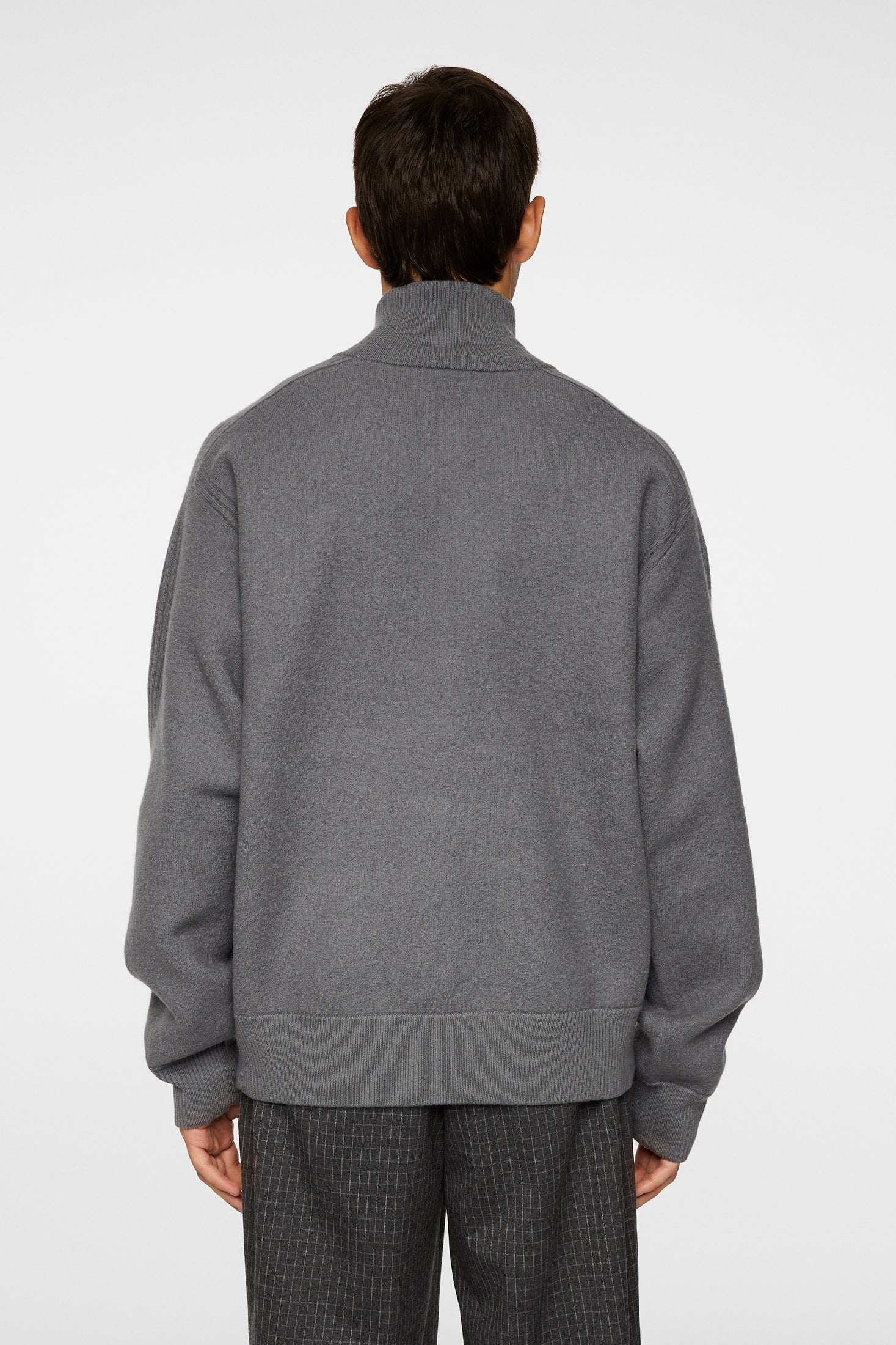 Bon Boiled Wool Quarter Zip, Lava Smoke