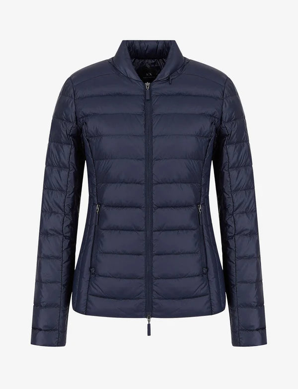 WOMAN WOVEN DOWN JACKET, NAVY