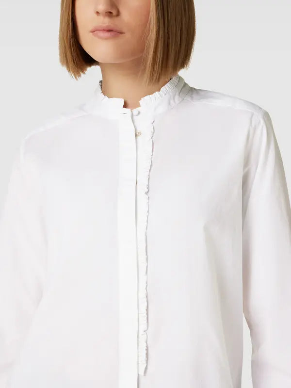 Cotton blouse with ruffels organic, white