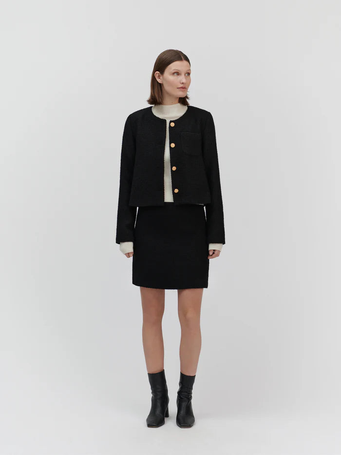 Yoko Skirt, Black Bouclé Check