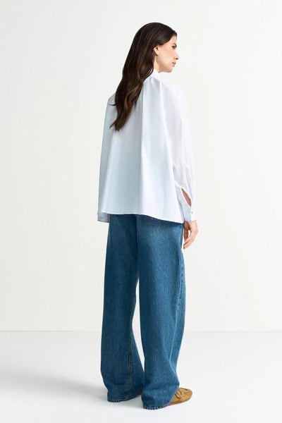 SHIRT W/MOTHER OF PEARLS BUTTONS, WHITE