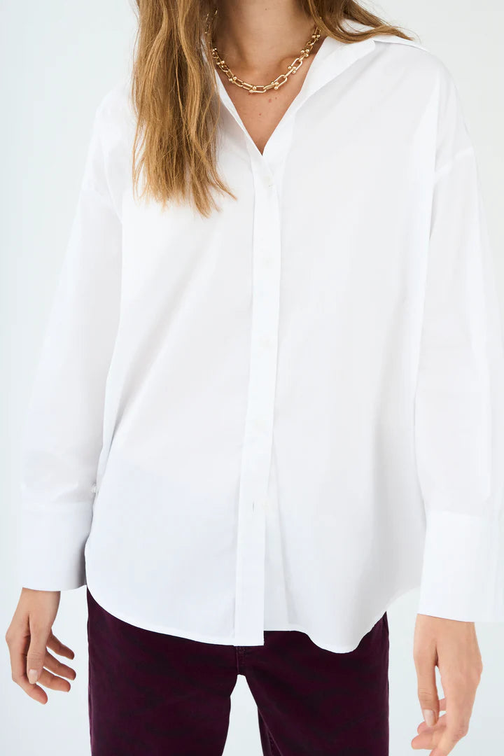 NYLA POPLIN SHIRT, OPTICAL WHITE