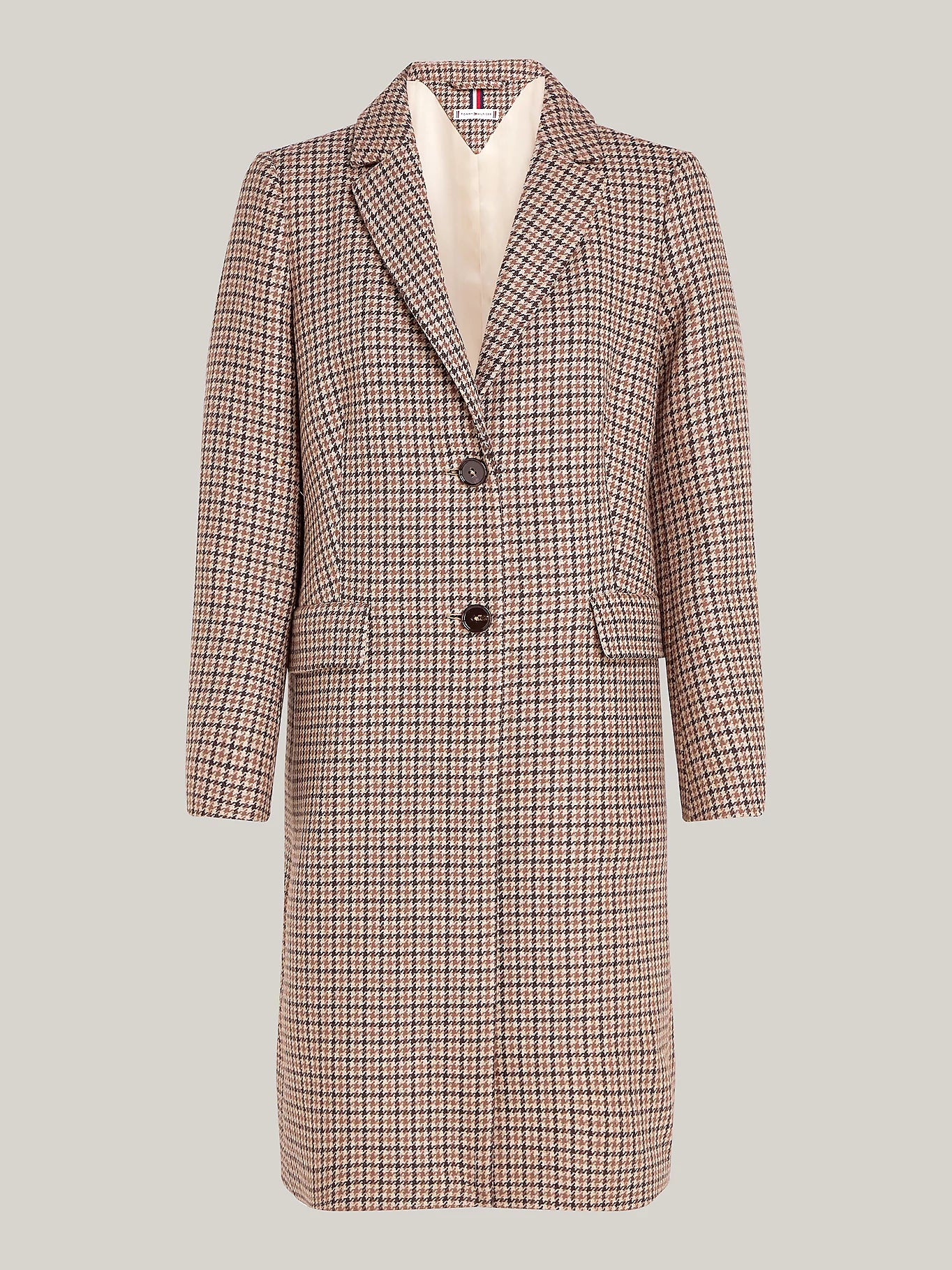 Wool Blend Classic Coat, Casual Woven Check