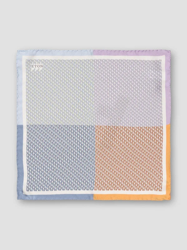 MOTIF SILK POCKET SQUARE, MID BLUE
