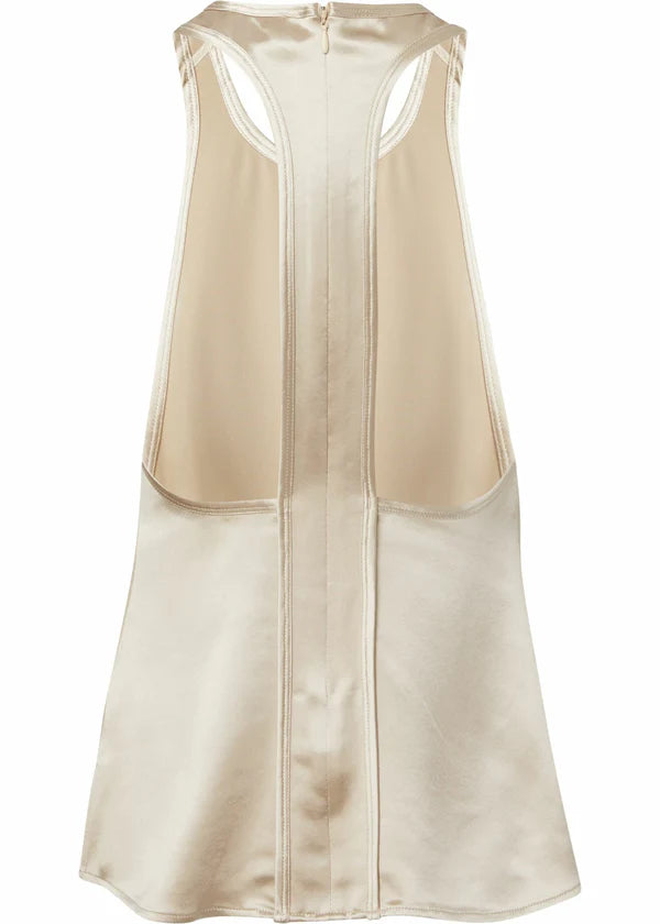 NAIA ACETATE RACER NECK TOP, WHITE CLAY