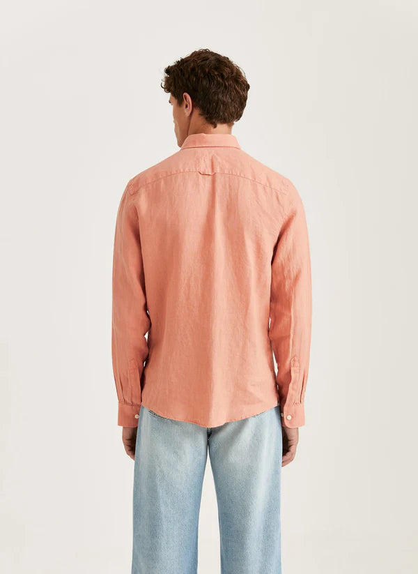 DOUGLAS LINEN SHIRT, CLASSIC FIT, ORANGE