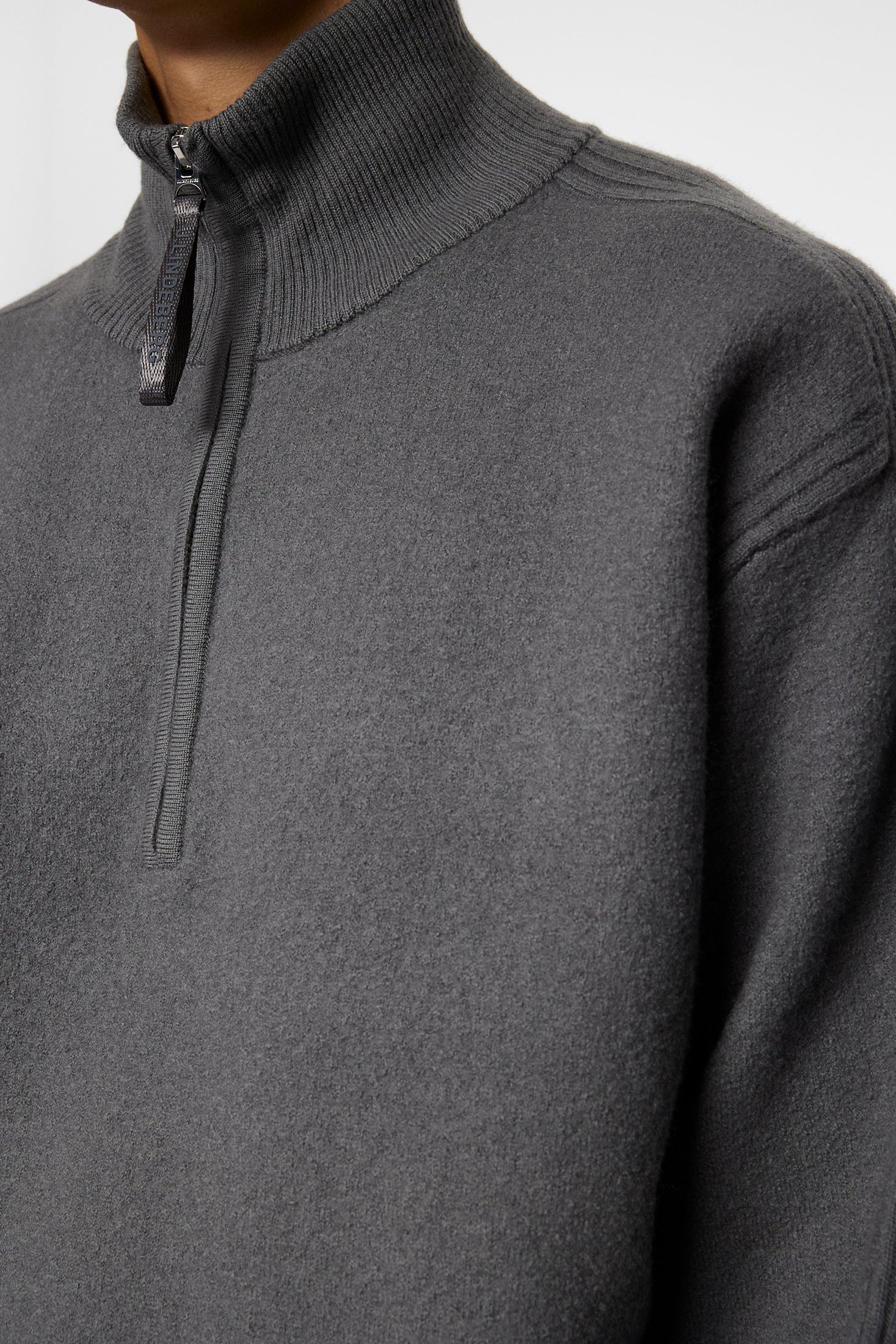 Bon Boiled Wool Quarter Zip, Lava Smoke