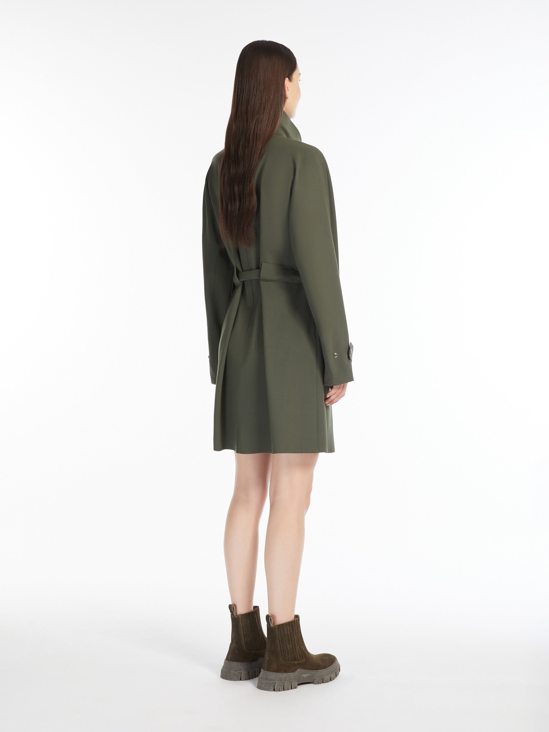 Brioso Wool Gabardine Dress, Green