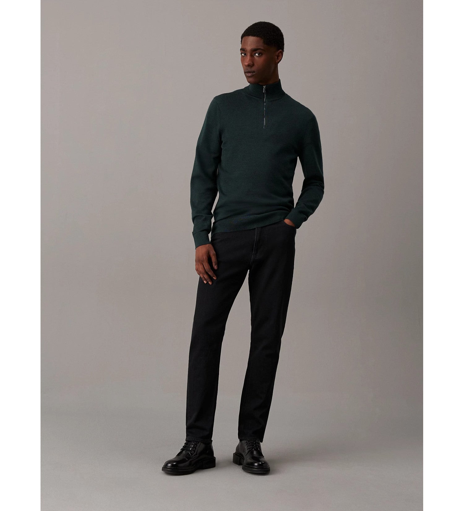 Merino RWS Quarter Zip, Midnight Forest Heather