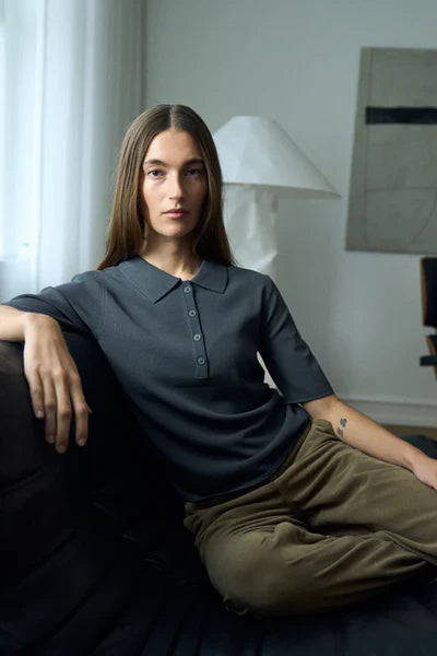 VIGGA SS POLO, GRANITE GREY