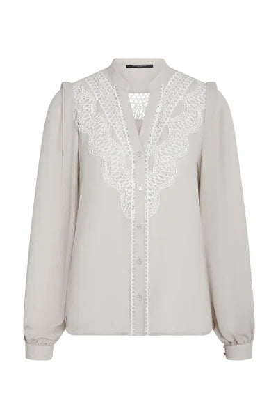 CAMILLA ABENAS SHIRT, SILVER CLOUD