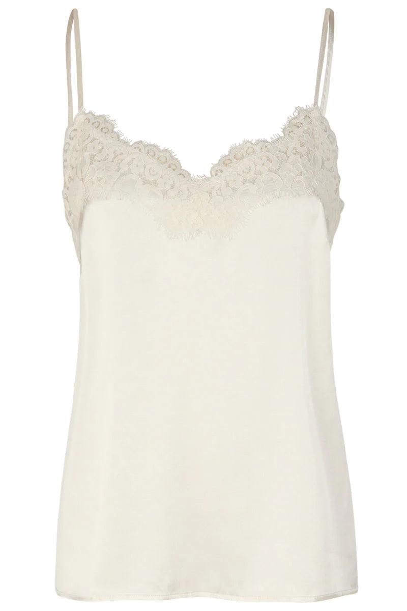 Silk strap top, ivory