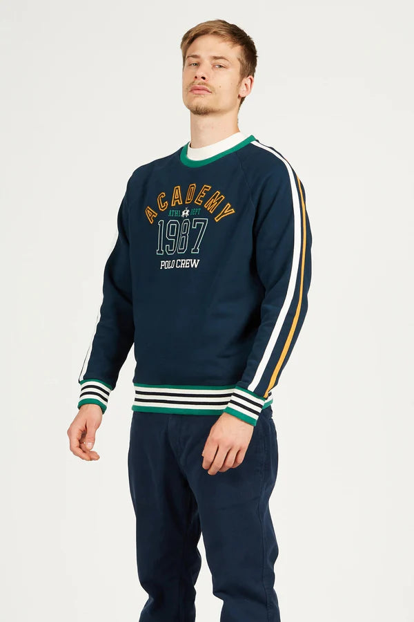 MAN FLEECE CREW NECK BLENDED SWEATSHIRT, NAVY