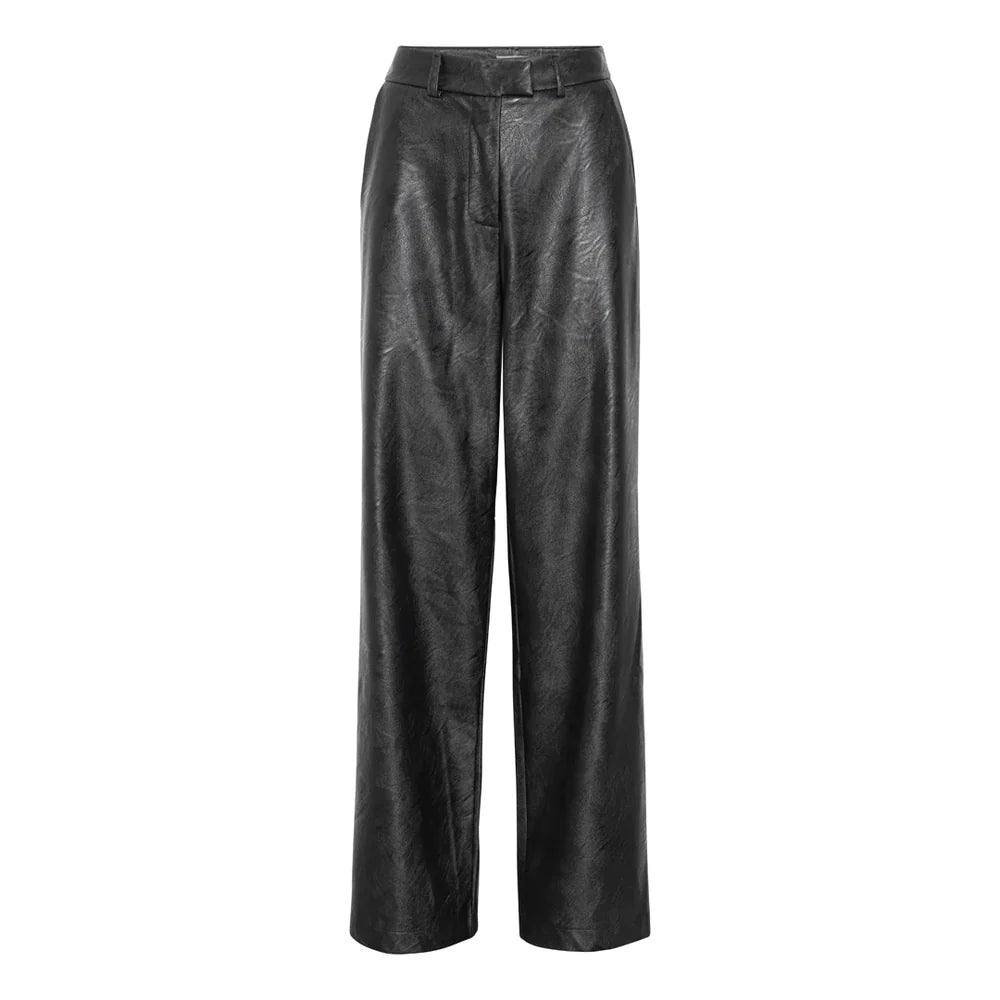 AIA VEGAN LEATHER PANTS, BLACK