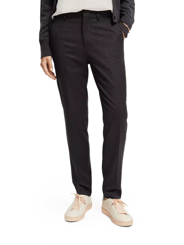 LOWRY MID RISE SLIM LEG TWILL PANTS, CHARCOAL MELANGE