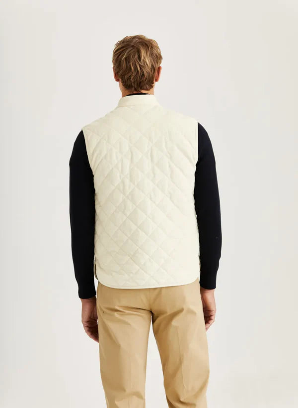 TEDDY QUILTED CORD VEST, KHAKI