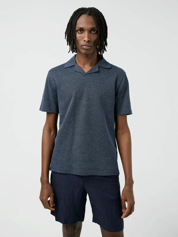 COLT OPEN COLLAR POLO, BLUE INDIGO