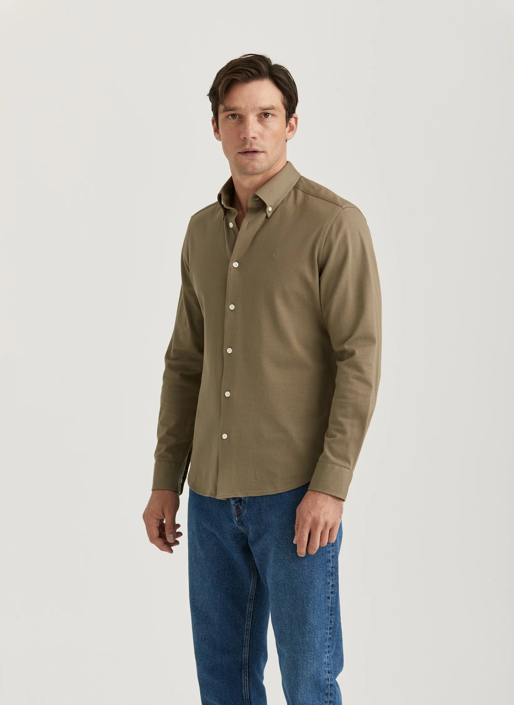 Eddie Pique Shirt, Slim fit, Olive
