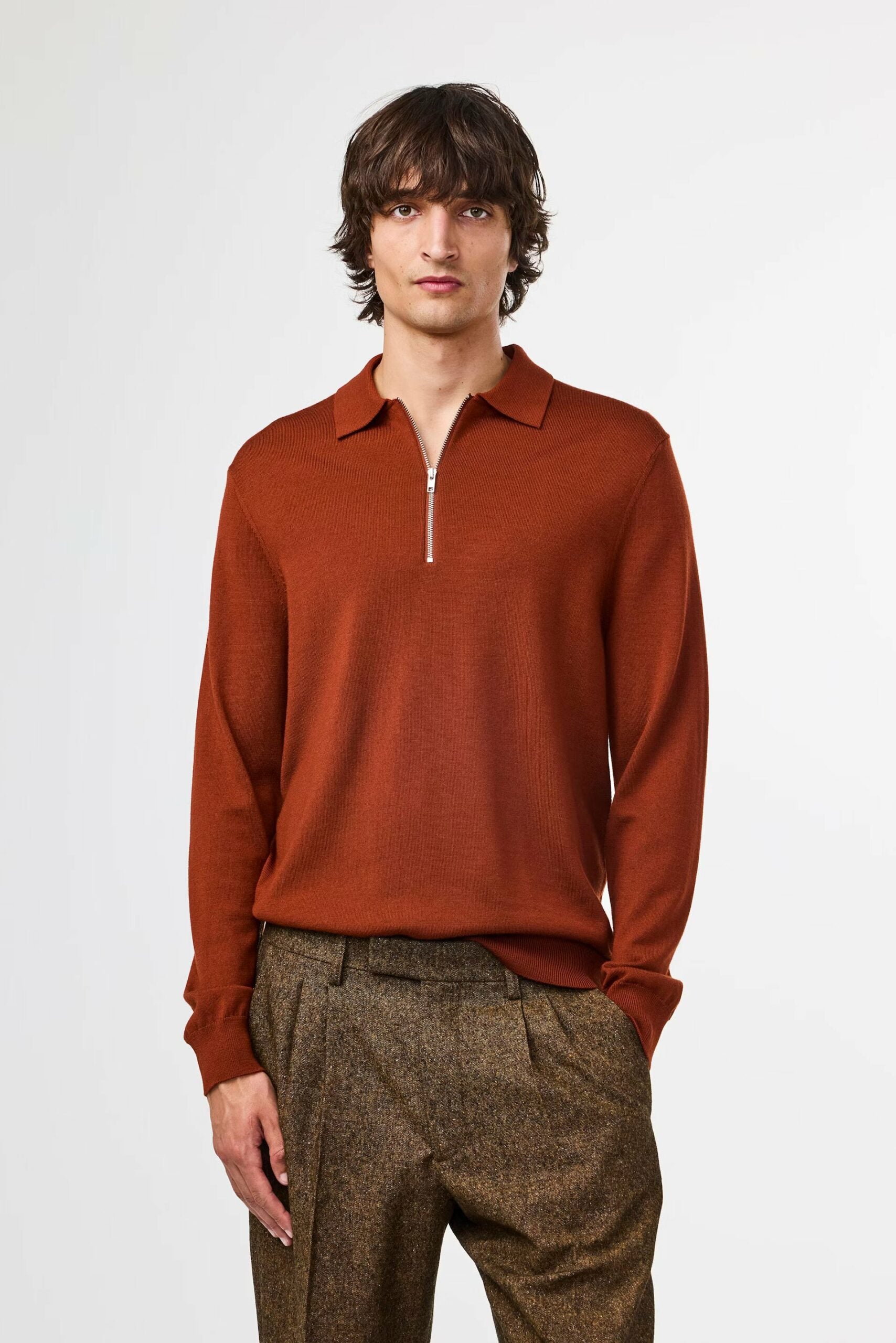 Sergio Zip Polo 6605, red brown