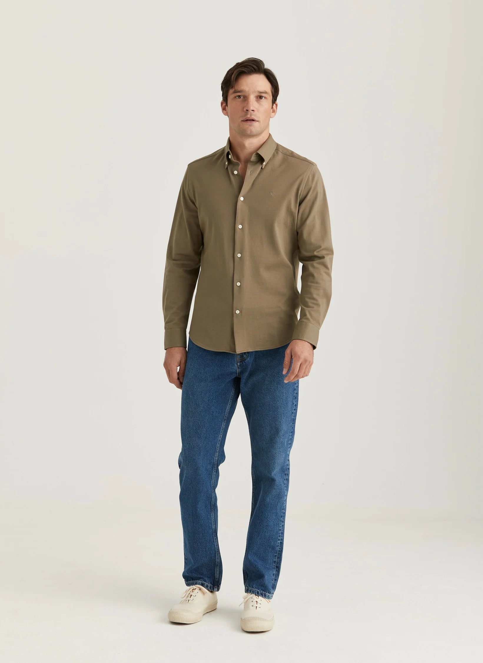 Eddie Pique Shirt, Slim fit, Olive