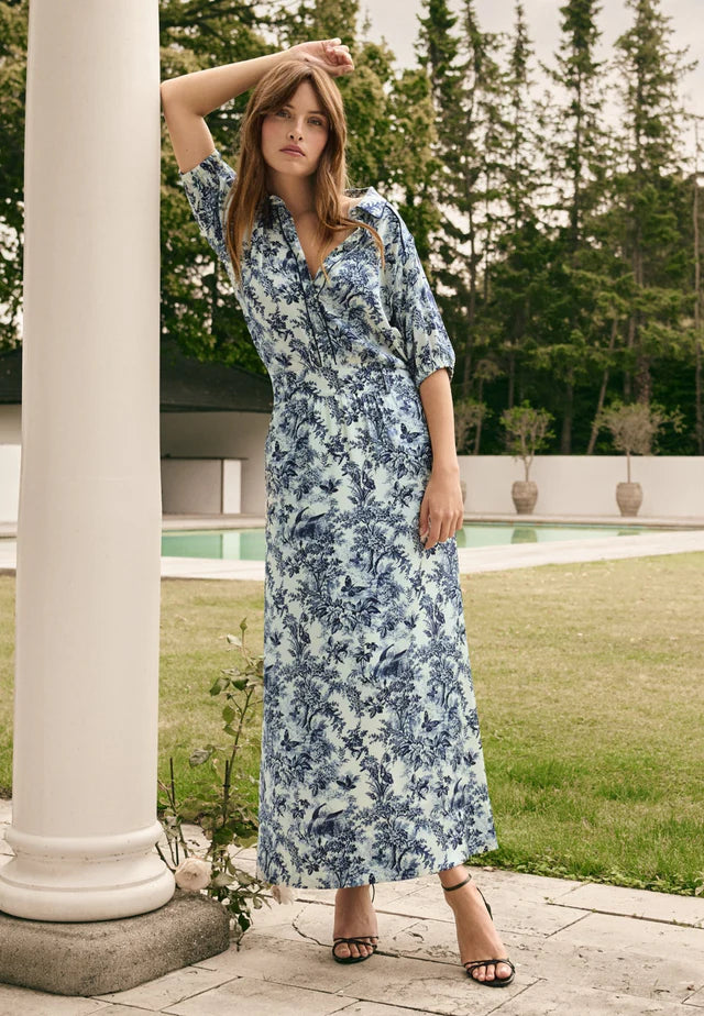CELINA SKIRT WITH BELT, ROYAL GARDEN INK