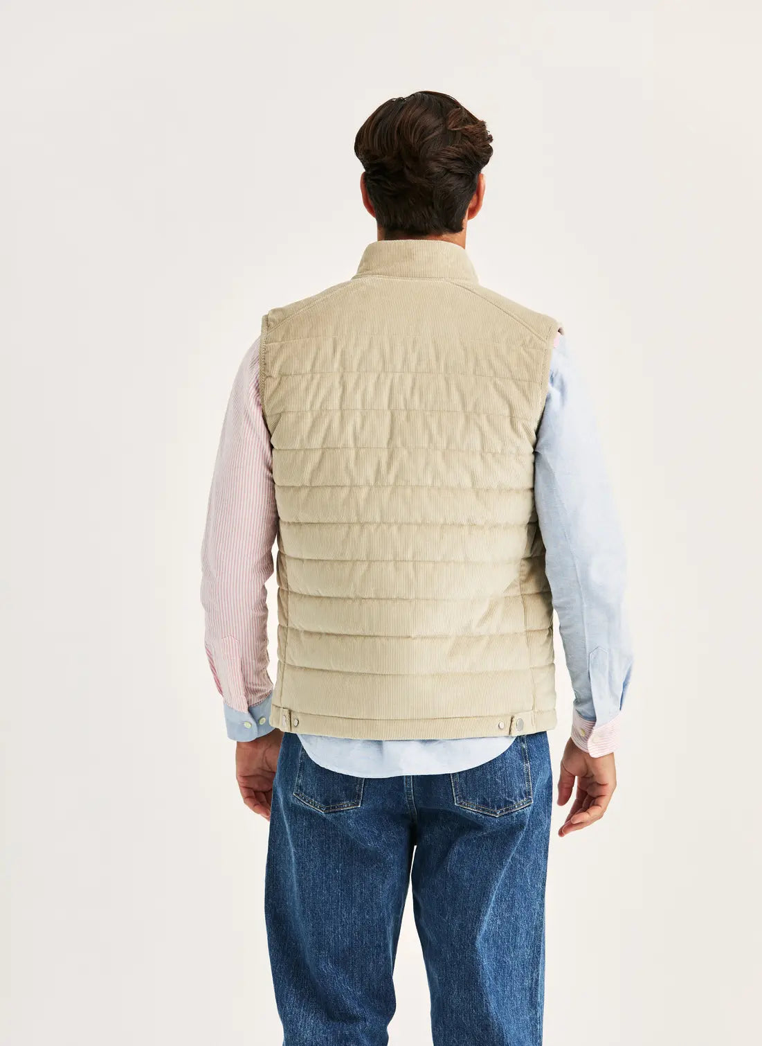 TED QUILTET CORD VEST, KHAKI